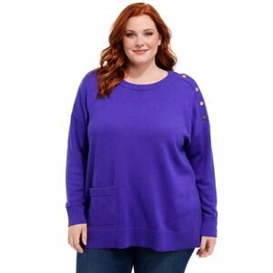 BARBARA LOHMANN 100% Cashmere 44 XL Italian Knit Purple Button Sweater fuzzy